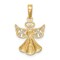 14K Gold Polished & Textured Guardian Angel Heart Pendant Charm Jewelry 20x15 mm
